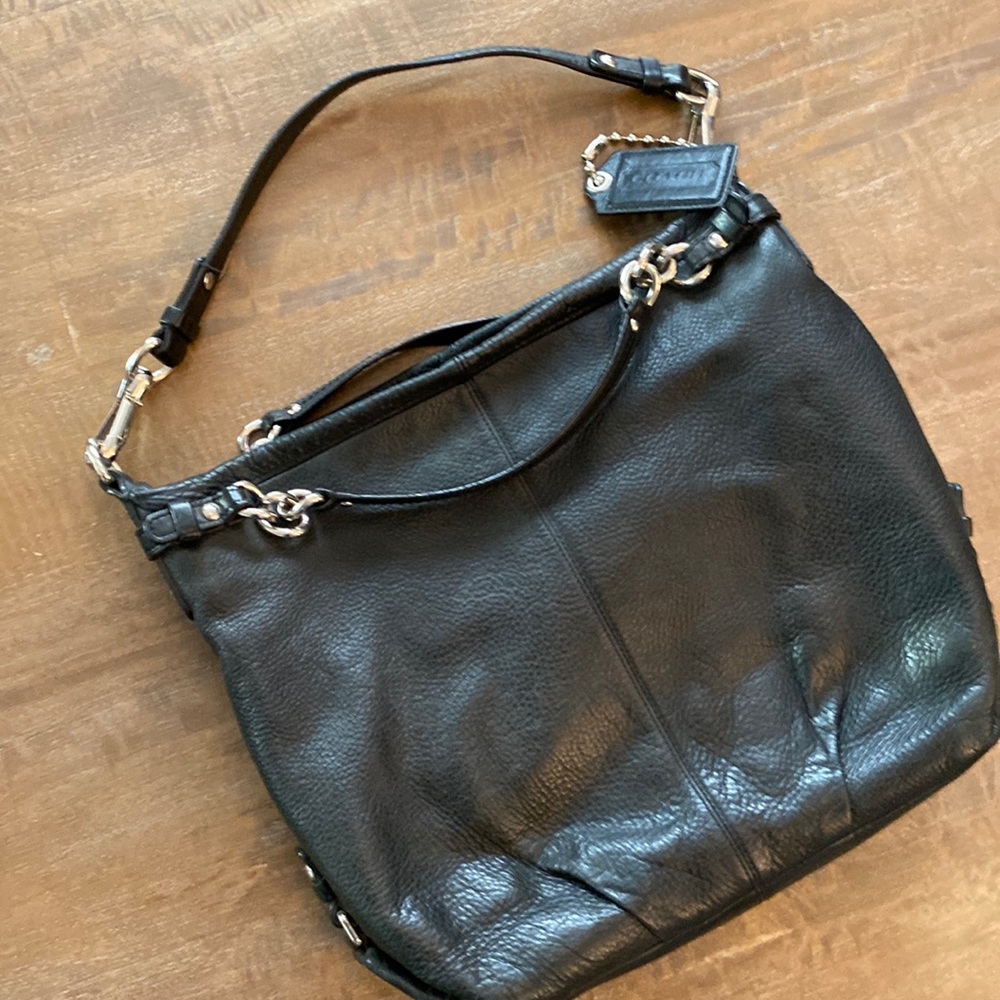 Coach classic black leather handbag